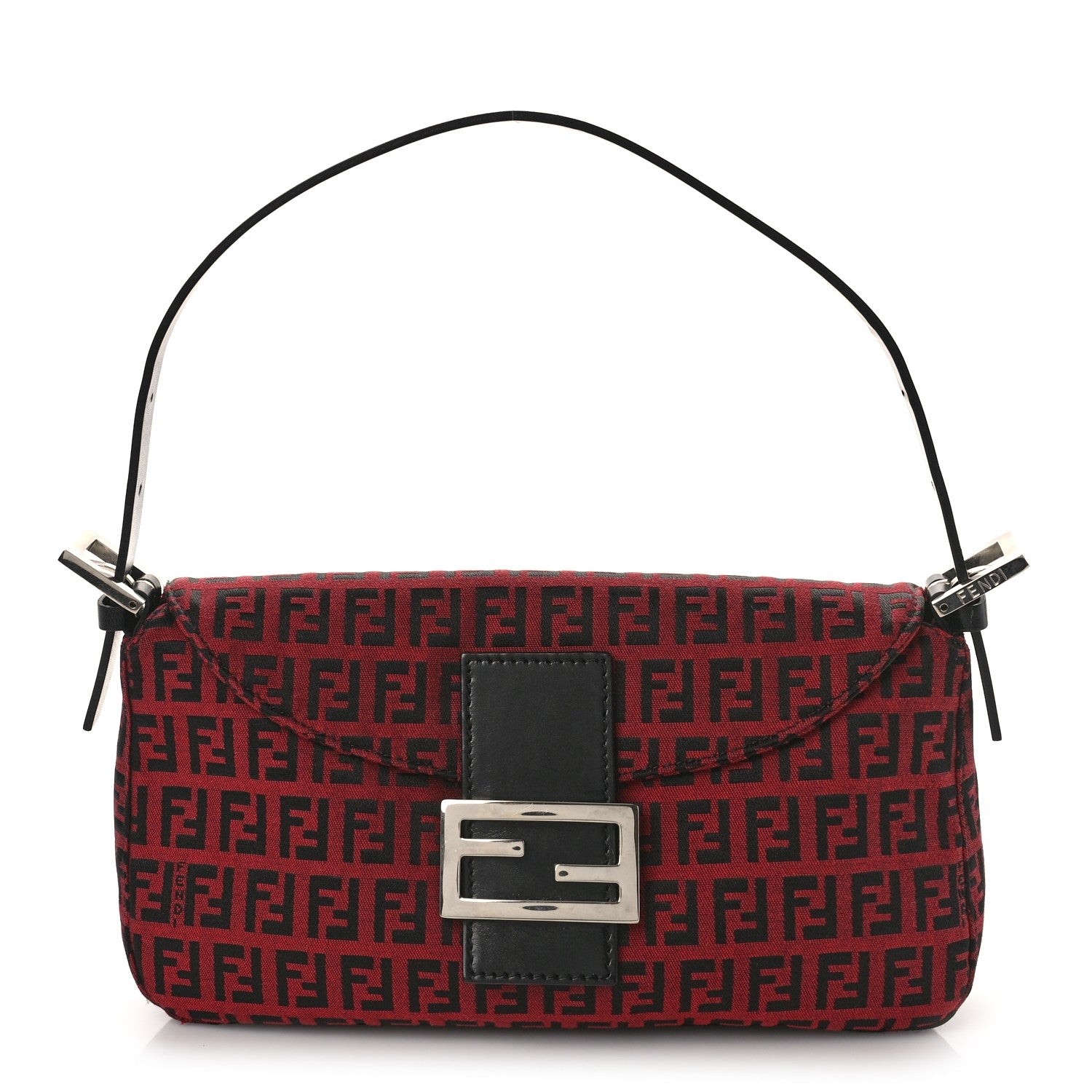 Fendi Zucchino Baguette Red Black 1 of 9