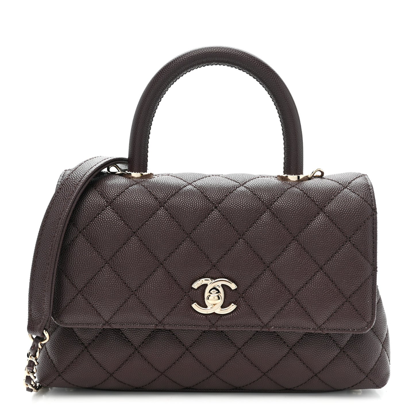 Caviar Quilted Mini Coco Handle Flap Burgundy