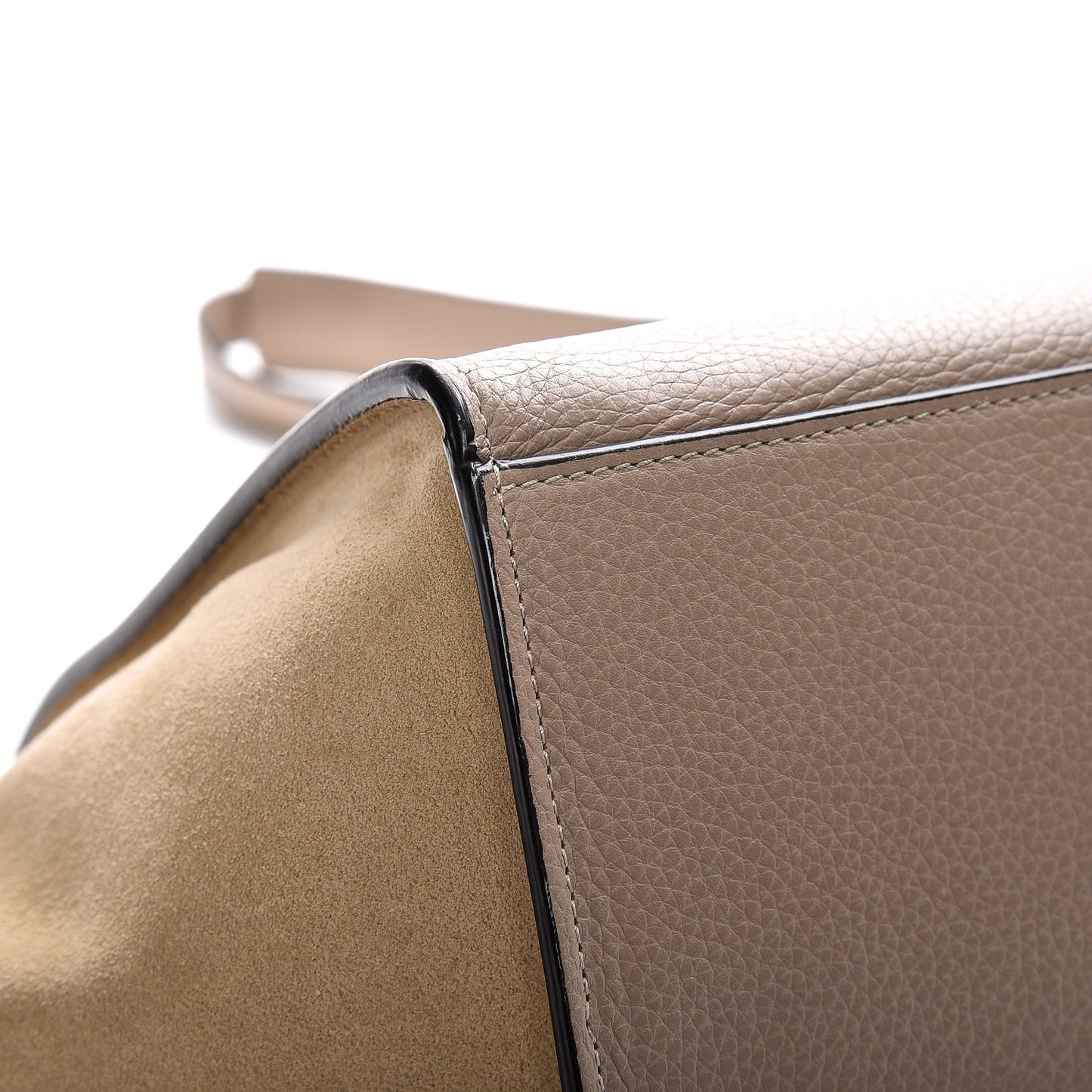 Drummed Calfskin Suede Small Trapeze Dune