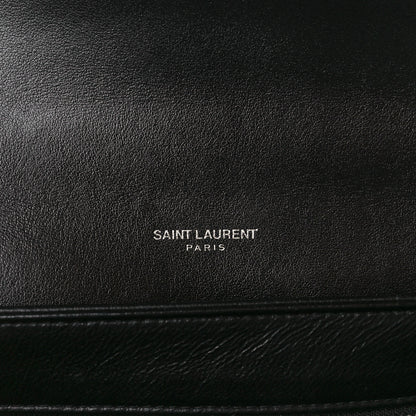 Saint Laurent Calfskin Crocodile Embossed Medium Babylone Black 7 of 12