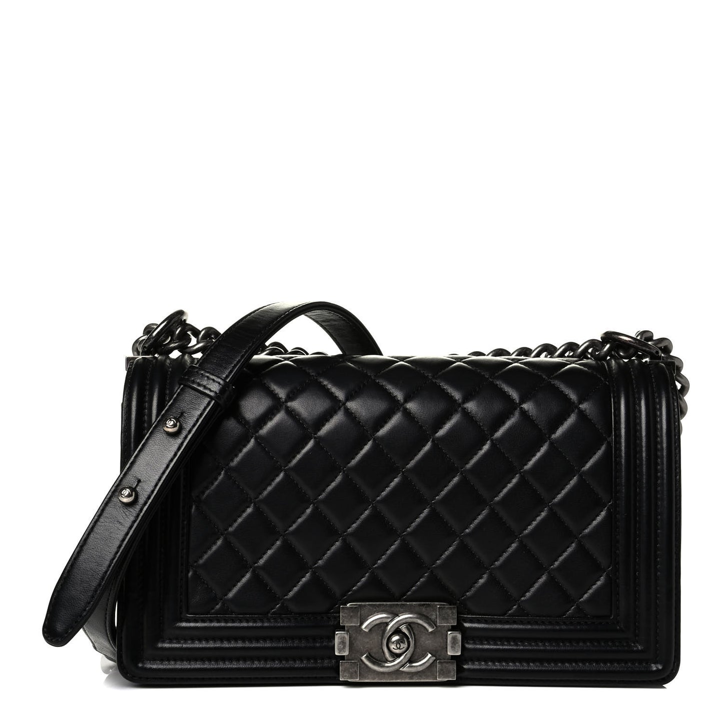 Calfskin Quilted Medium Boy Flap Black