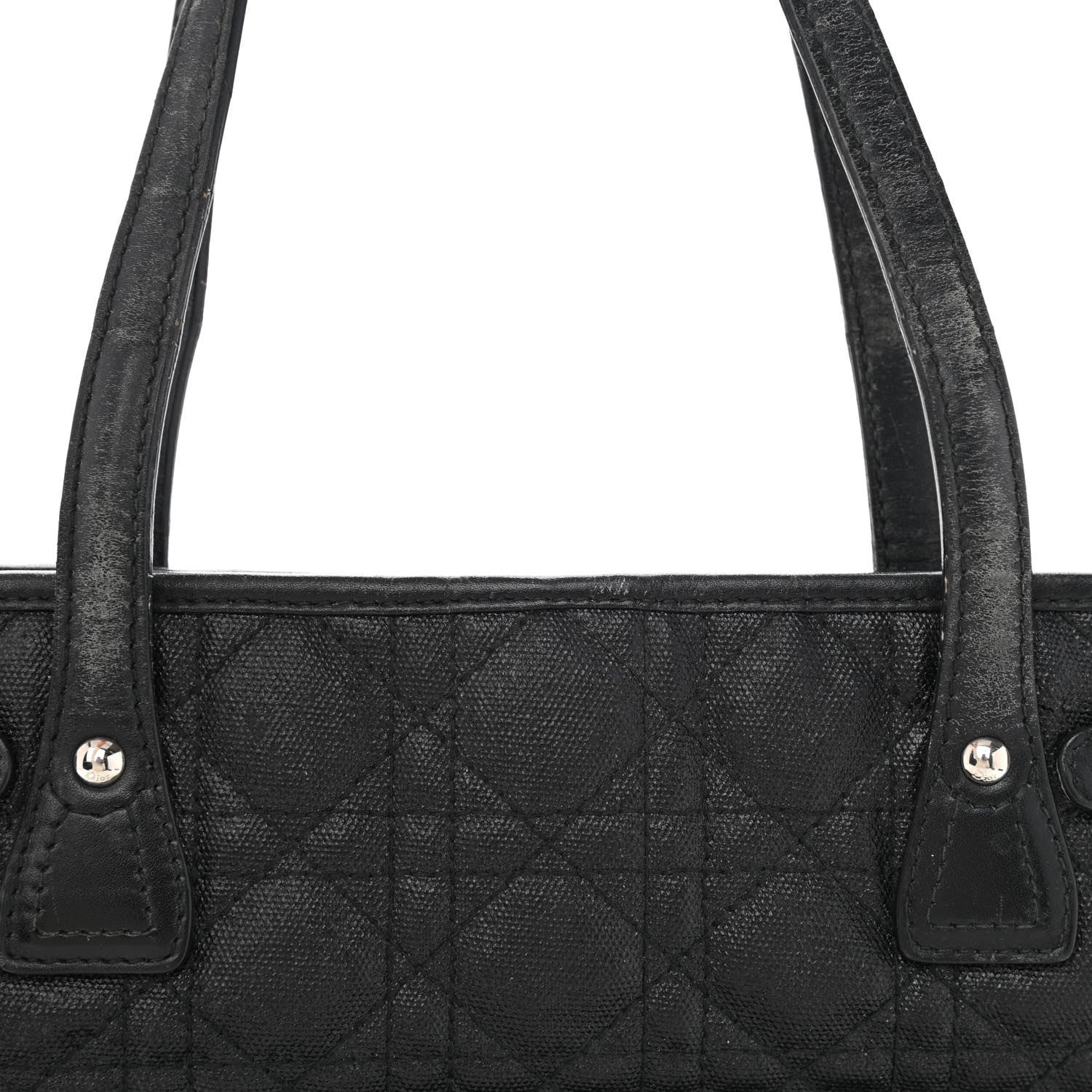 Christian Dior Coated Canvas Cannage Small Panarea Tote Black 13 of 15