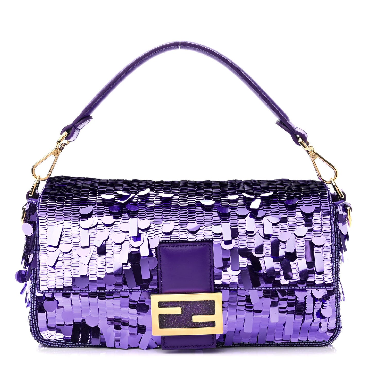 Sequin Paillettes Shiny Nappa Sex and the City Baguette Viola Purple Rain