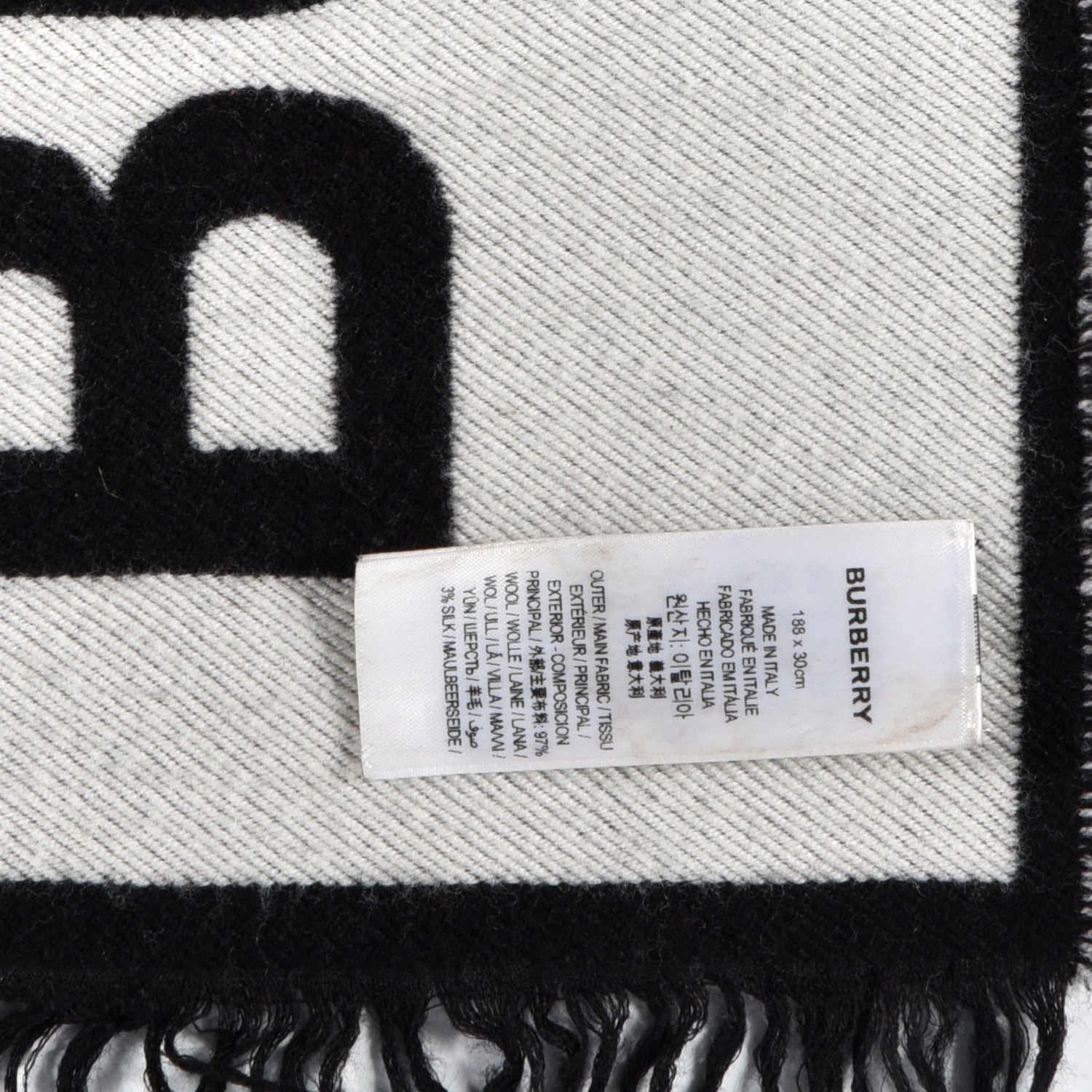 Burberry Wool Silk Kingdom Logo Football Scarf Black 5 of 6