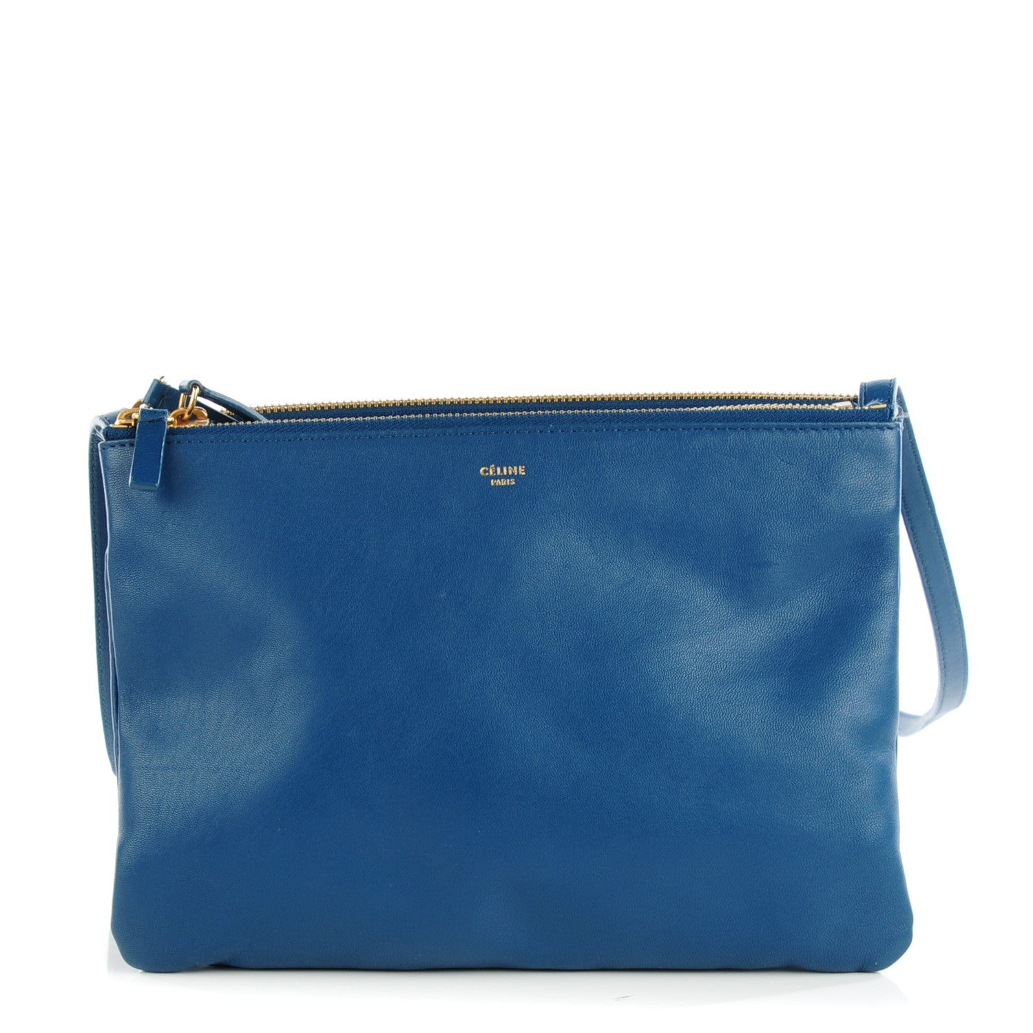 Celine Lambskin Large Trio Crossbody Metallic Blue 1 of 9