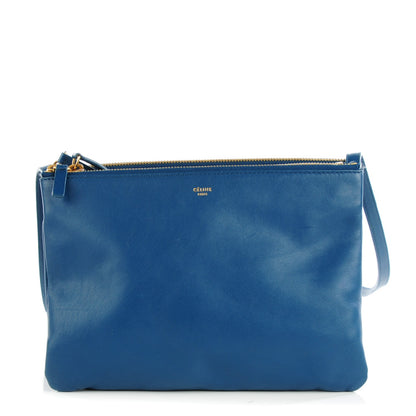 Celine Lambskin Large Trio Crossbody Metallic Blue 1 of 9