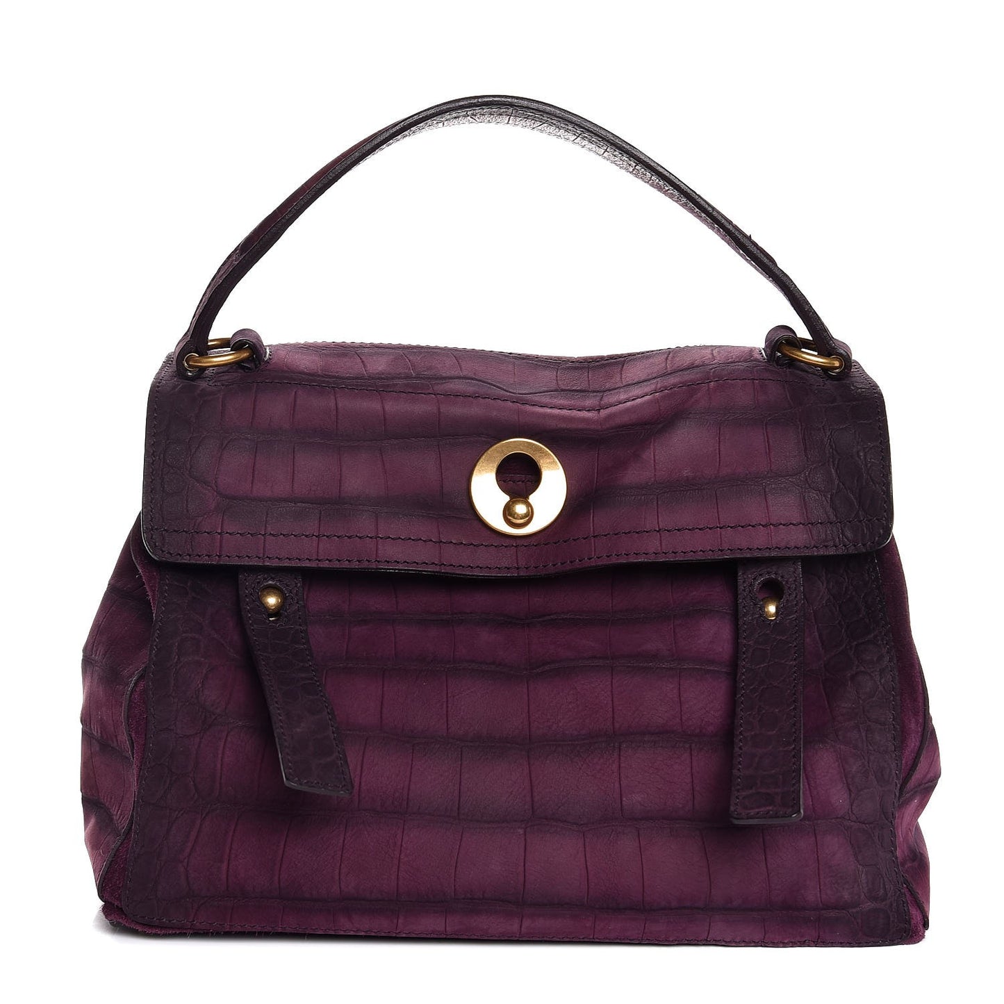 Crocodile Embossed Nubuck Calfskin Medium Muse Two Purple
