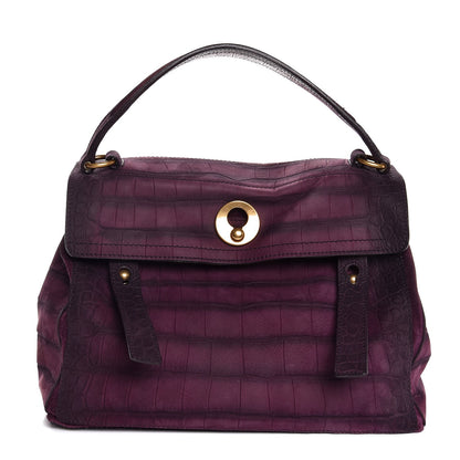 Saint Laurent Crocodile Embossed Nubuck Calfskin Medium Muse Two Purple 1 of 7