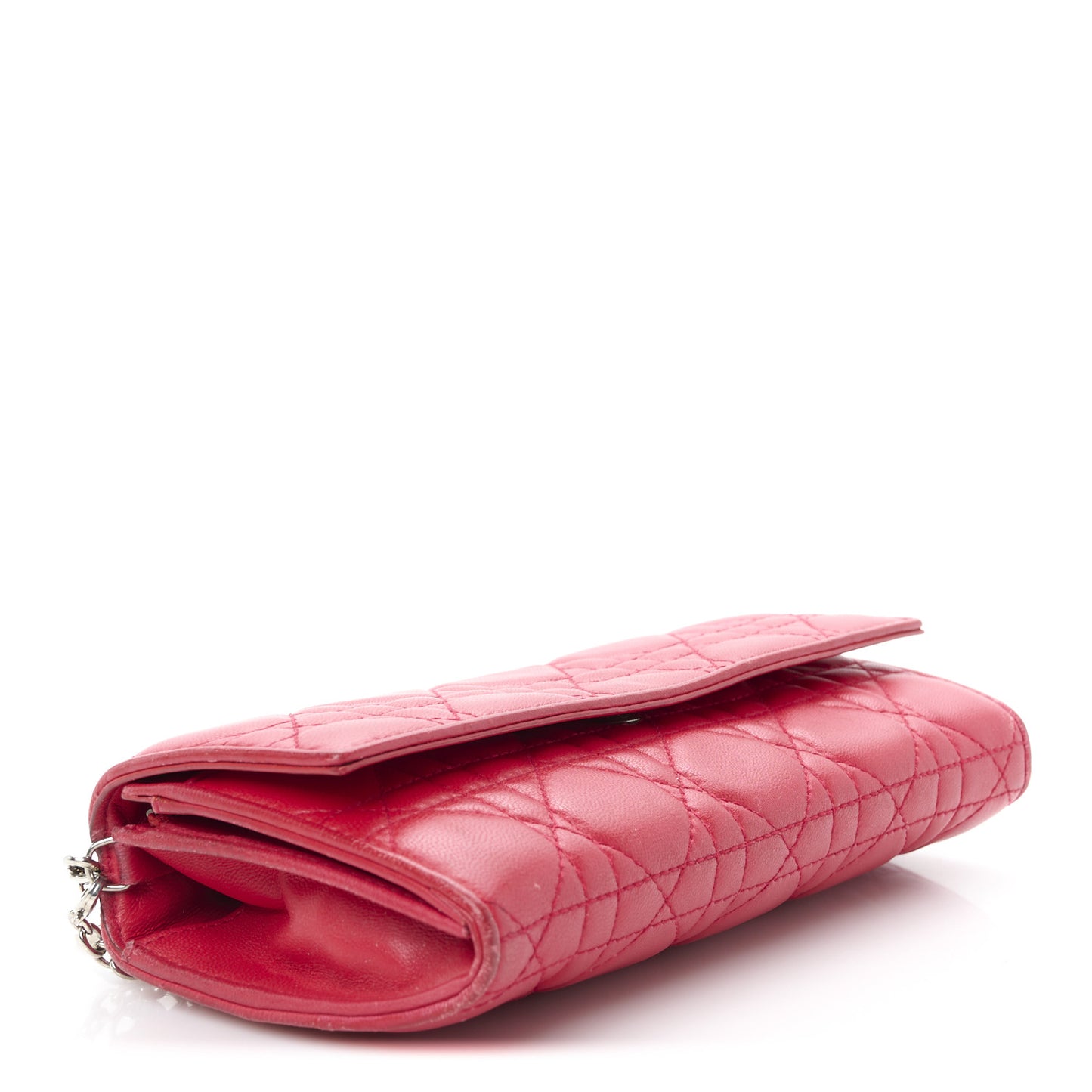 Lambskin Cannage Lady Dior Rendezvous Wallet On Chain Fuchsia