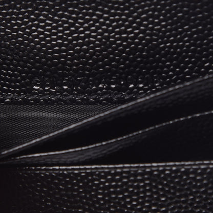 Saint Laurent Grain De Poudre Matelasse Chevron Monogram Zipped Card Case Black 7 of 9