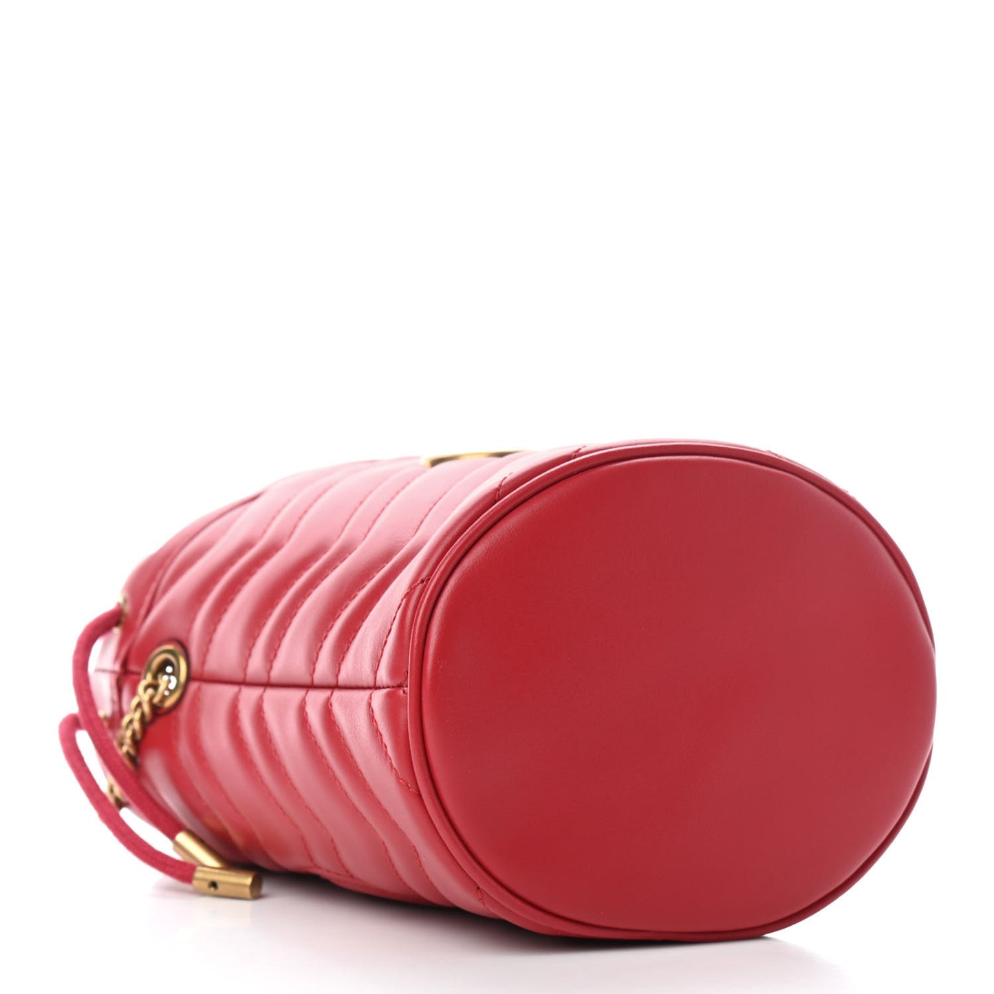 Calfskin Matelasse Mini GG Marmont 2.0 Bucket Bag Hibiscus Red