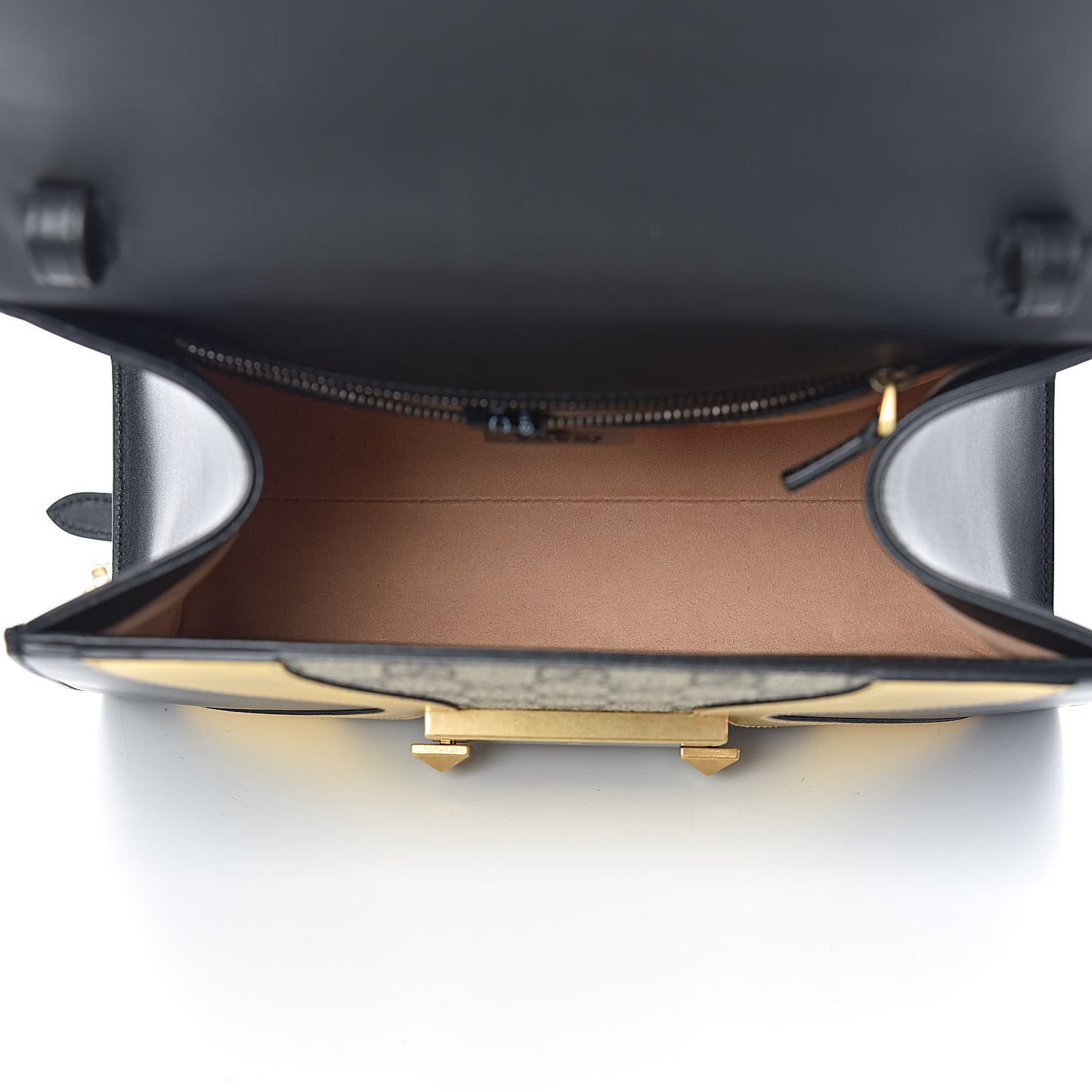 GG Supreme Monogram Small Osiride Top Handle Bag Black Gold