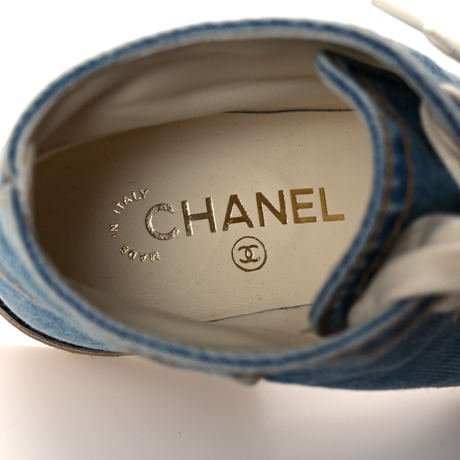 Chanel Denim Lace Up Boots 38.5 Light Blue 6 of 7