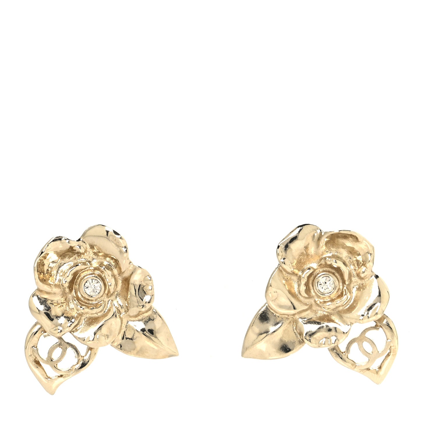 Crystal CC Camelia Earrings Gold