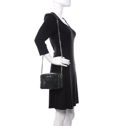 Miu Miu Paillettes Sequin Chain Camera Bag Smeraldo 2 of 9