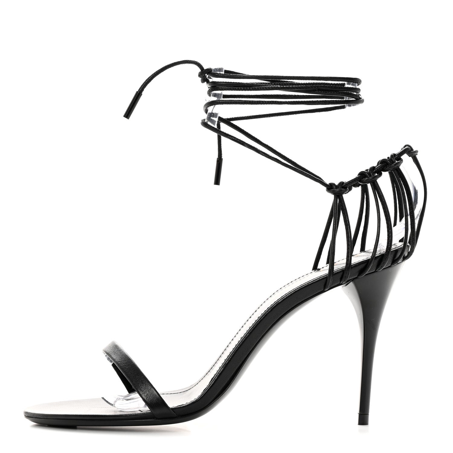 Saint Laurent Calfskin Lexi 90 Ankle Strap Sandals 36 Black 1 of 11