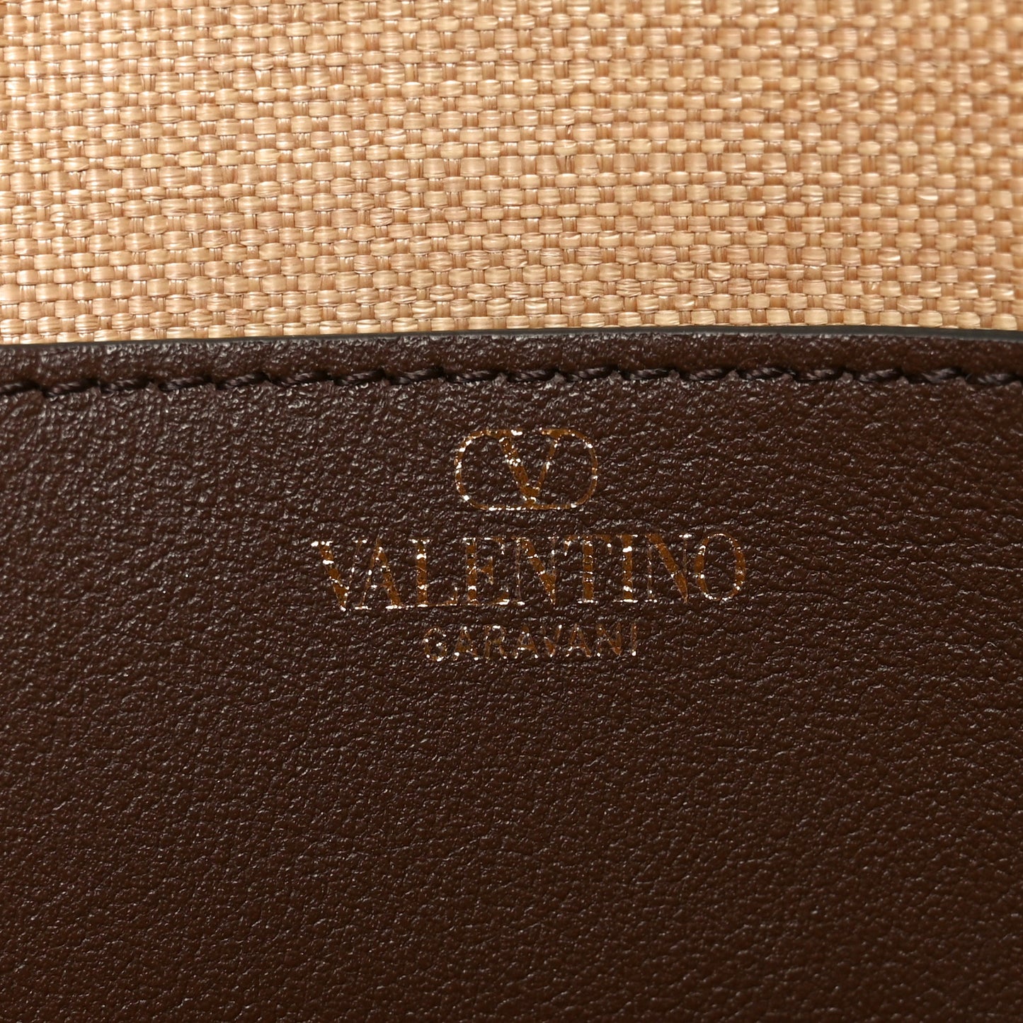 Synthetic Raffia Calfskin Rockstud Garden Tote Bag Tobacco Cacao