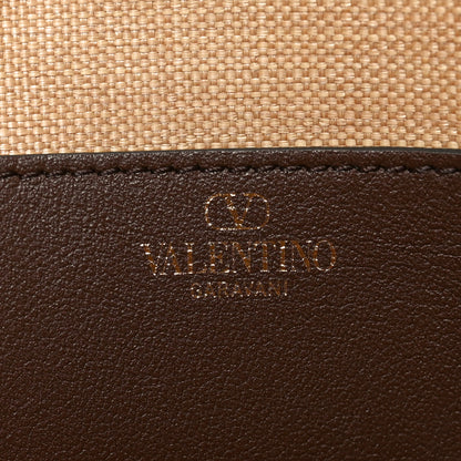 Valentino Garavani Synthetic Raffia Calfskin Rockstud Garden Tote Bag Tobacco Cacao 6 of 10