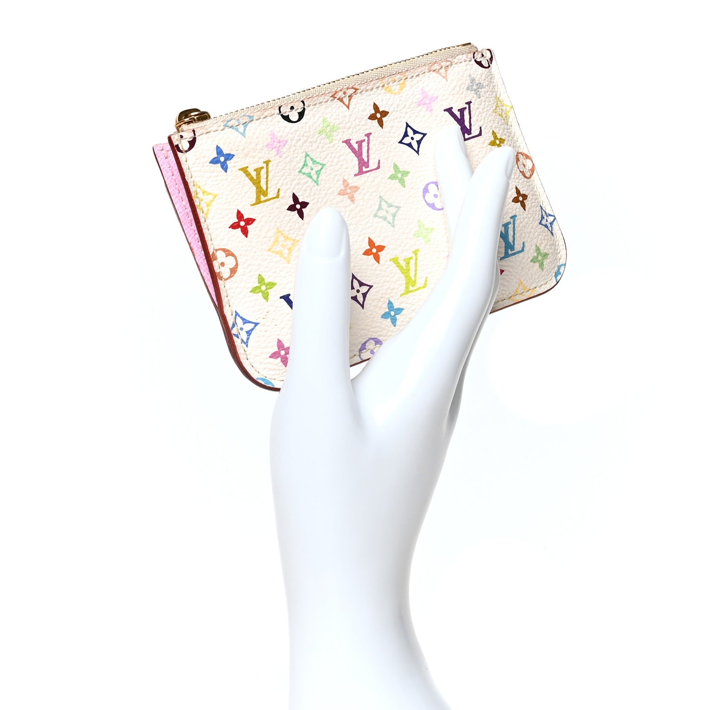 Monogram Multicolor Key Pouch White Litchi