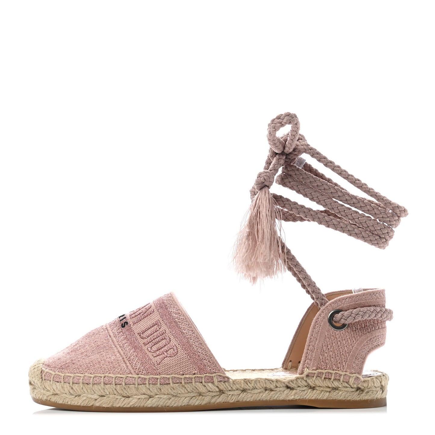 Canvas Embroidered Granville Ankle Tie Espadrilles Flats 36 Pink