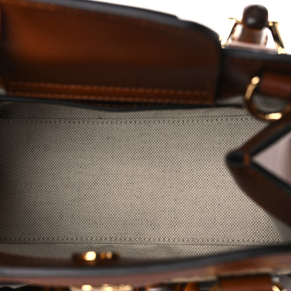 Gucci New Canvas Charisma Calfskin Crystal GG Monogram Mini Diana Tote Bag Camel Ebony 5 of 8