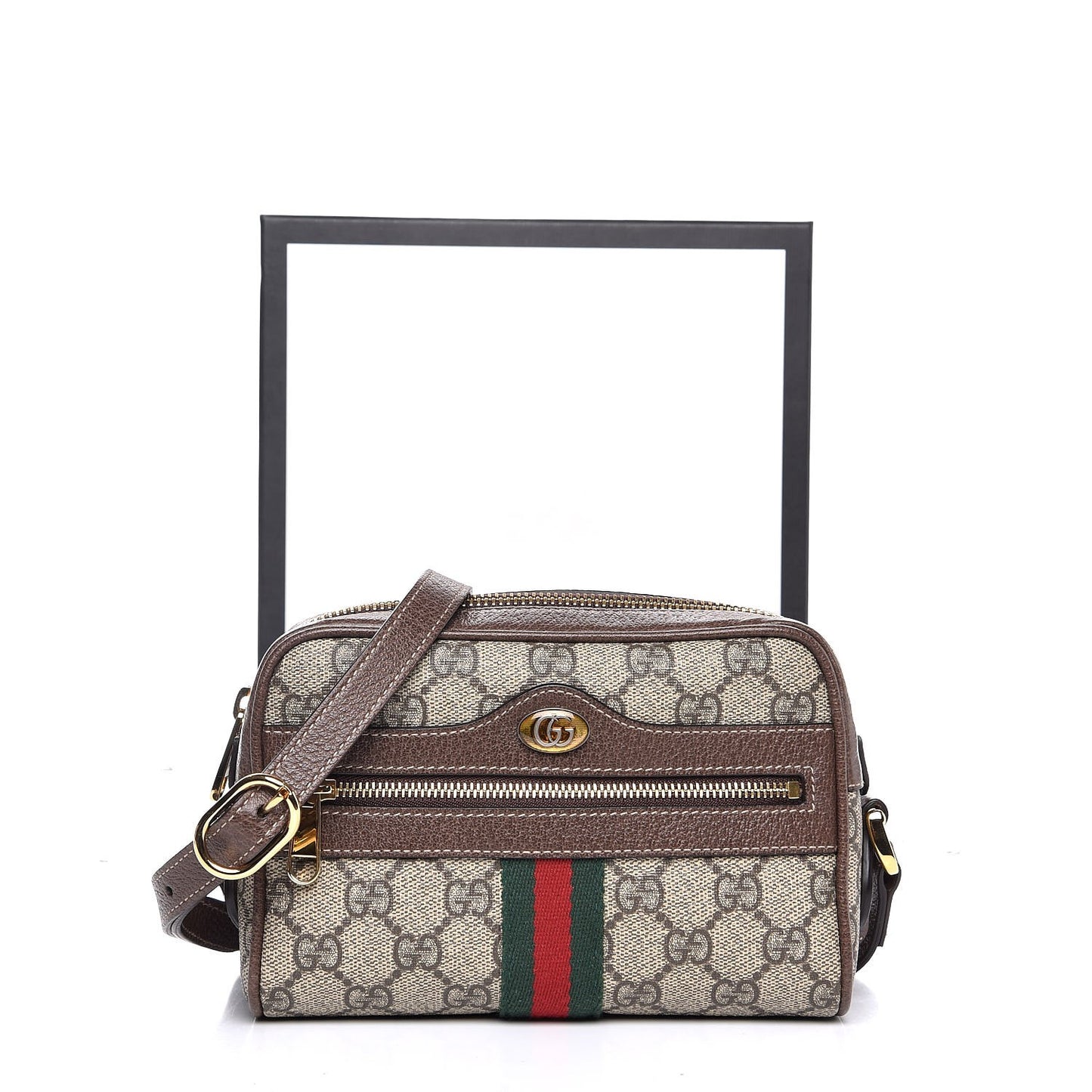 GG Supreme Monogram Web Mini Ophidia Shoulder Bag Brown