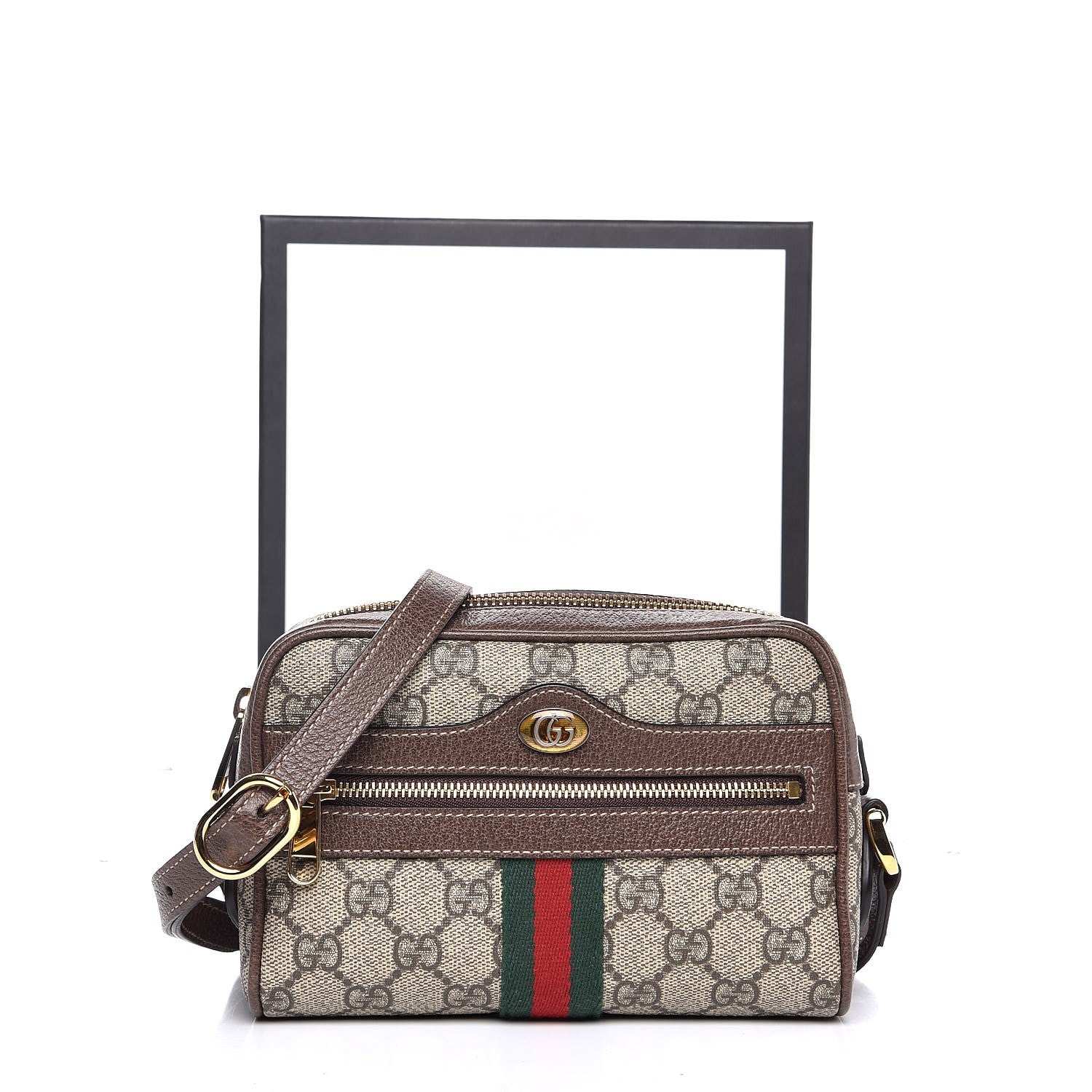 Gucci GG Supreme Monogram Web Mini Ophidia Shoulder Bag Brown 8 of 8