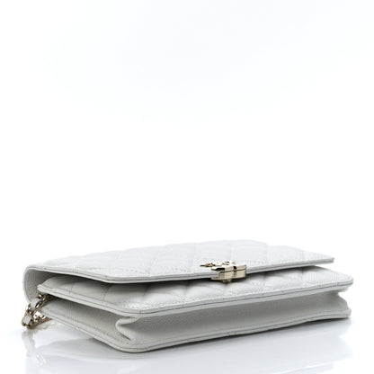 Chanel Caviar Quilted Enamel Wallet On Chain WOC White 4 of 13