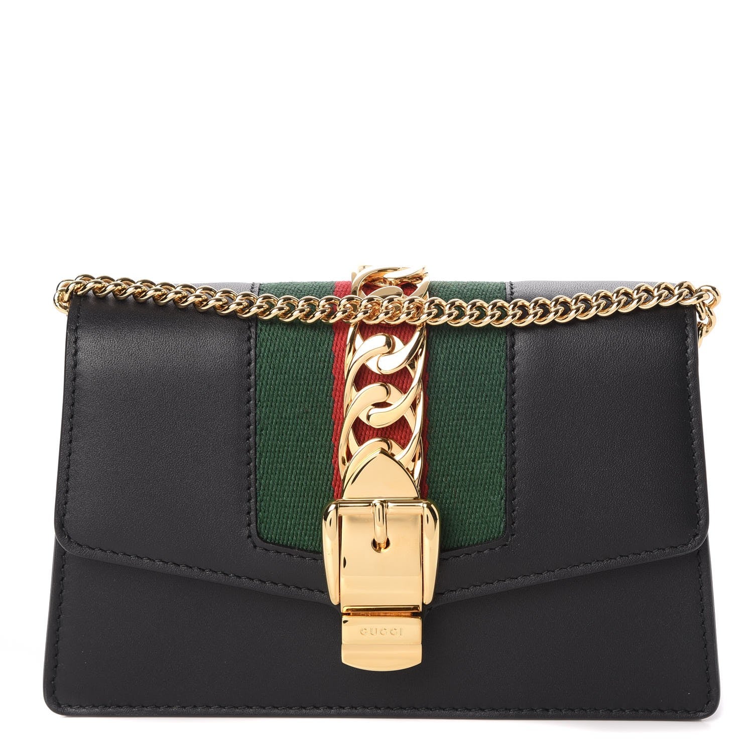 Gucci Calfskin Super Mini Sylvie Chain Shoulder Bag Black 1 of 8