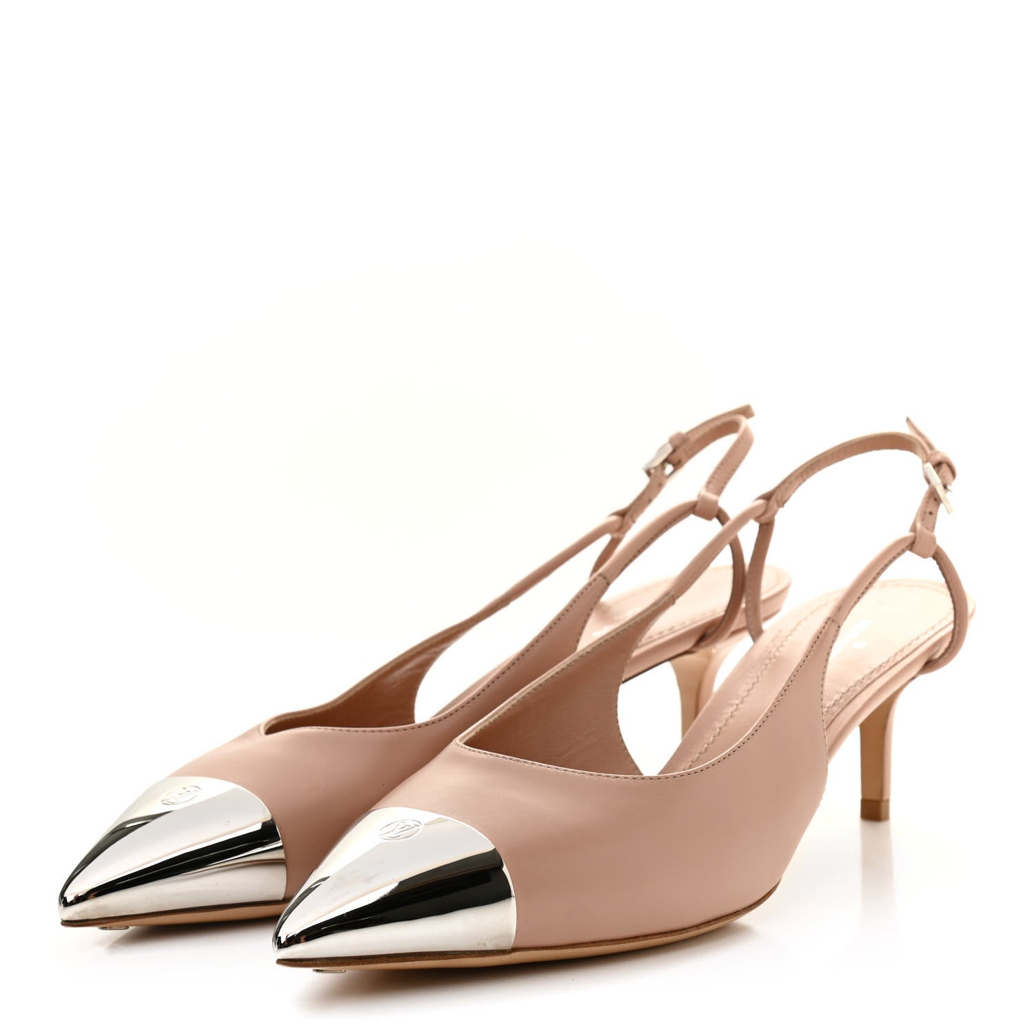 Louis Vuitton Calfskin Urban Twist Slingback Pumps 38 Pink Silver 3 of 10