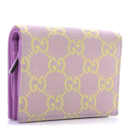 Gucci Moire Calfskin Monogram Bi-Fold Card Case Lilac Yellow 3 of 7