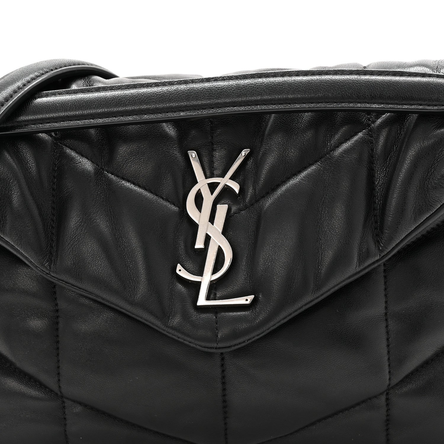 Saint Laurent Lambskin Quilted Small Loulou Puffer Monogram Chain Satchel Black 8 of 10