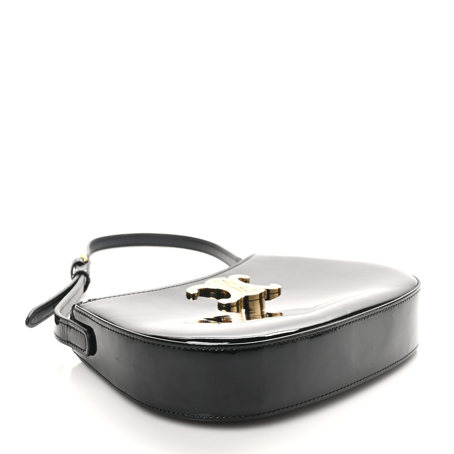 Patent Calfskin Medium Tilly Triomphe Shoulder Bag Black