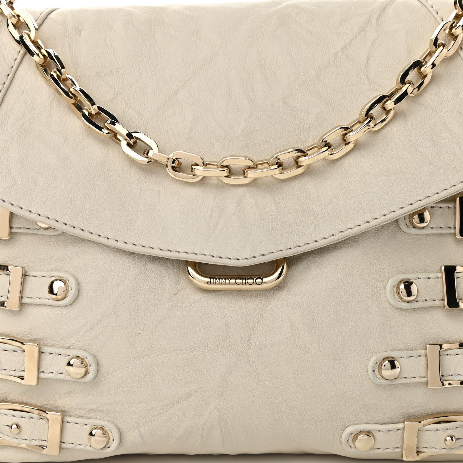Jimmy Choo Lambskin Brix Convertible Clutch White 7 of 10