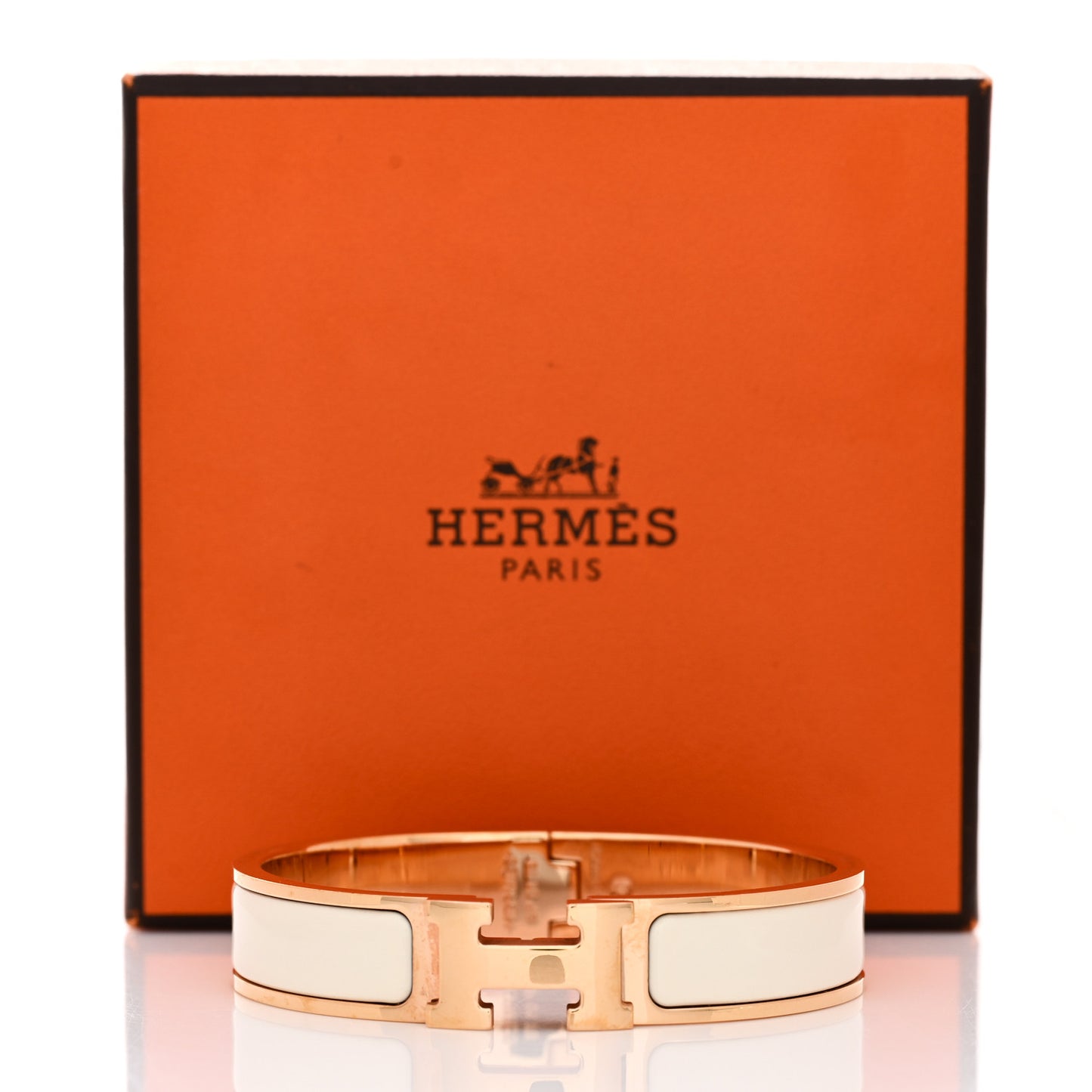Enamel Narrow Clic Clac H Bracelet GM White