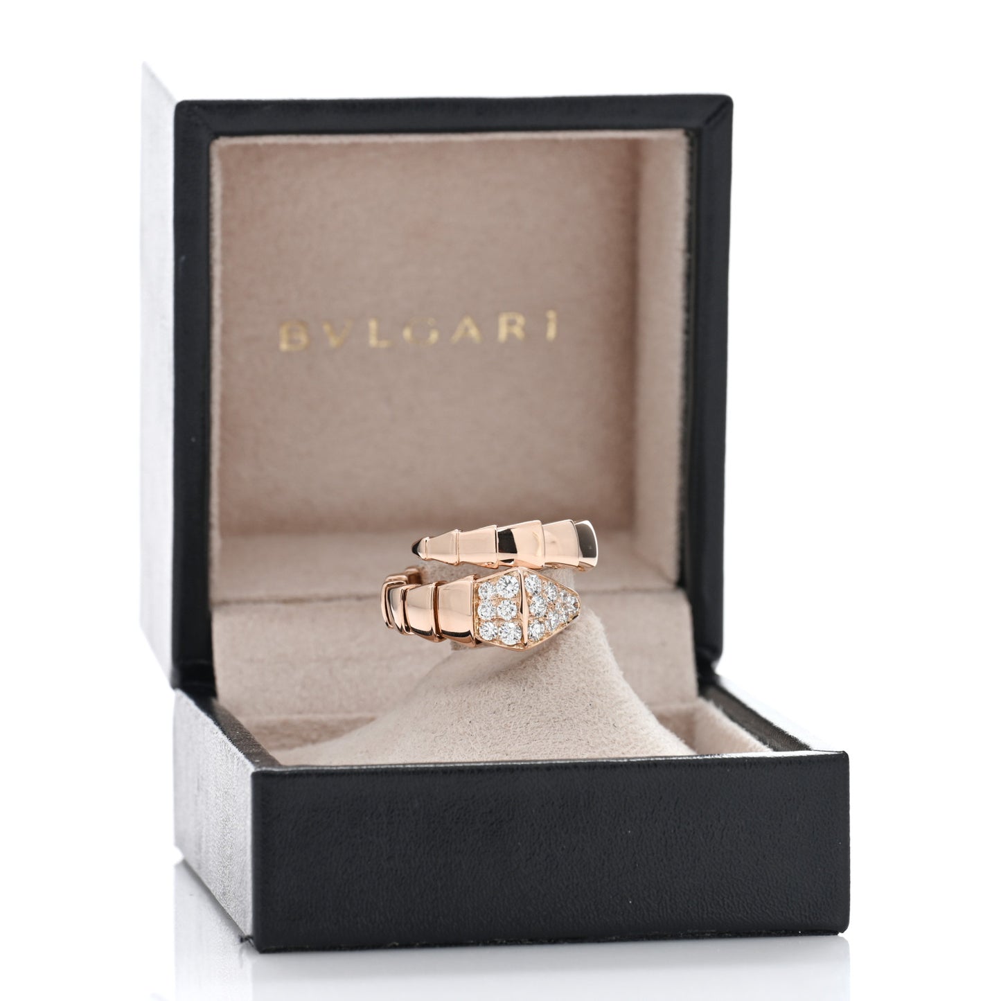 18K Rose Gold Diamond Serpenti Viper Ring M