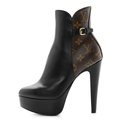 Louis Vuitton Calfskin Monogram Afterglow Platform Ankle Boots 36.5 Black 2 of 8