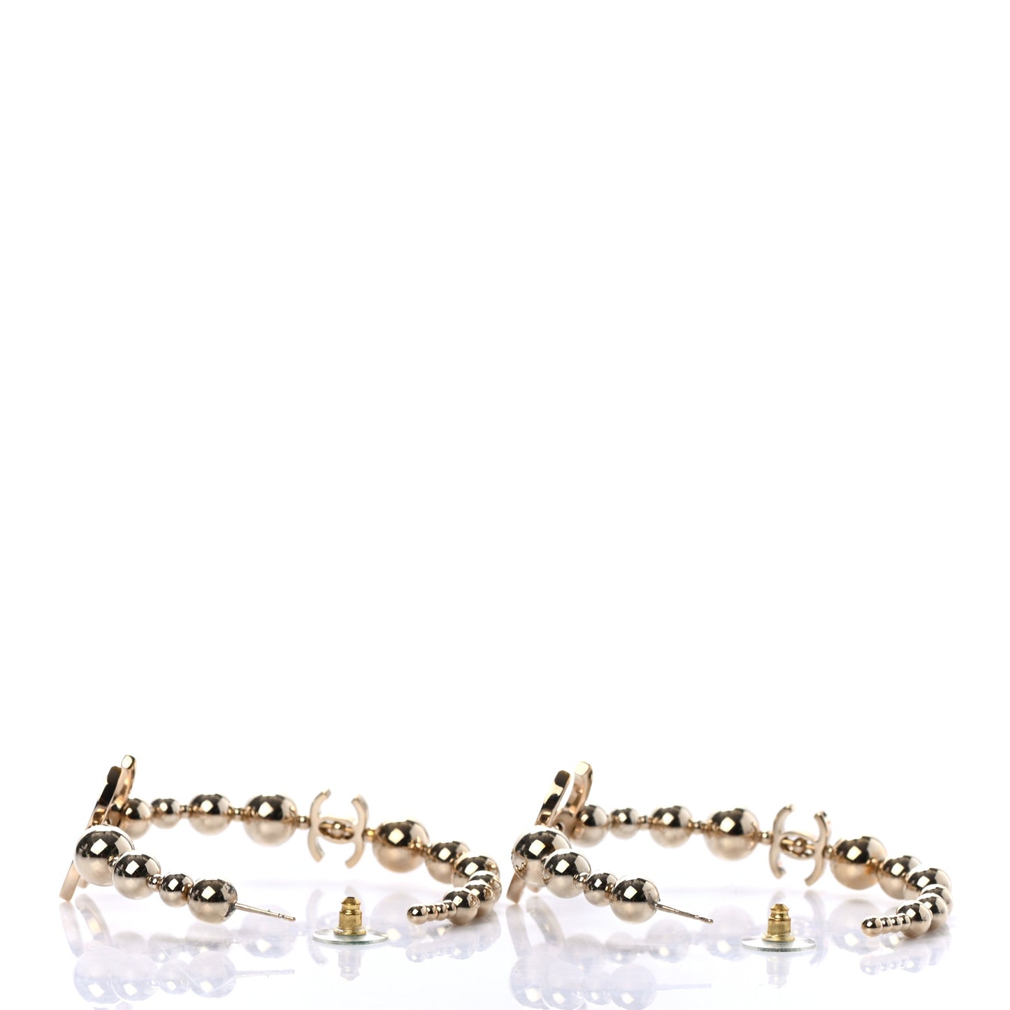 Metal Bead CC Hoop Earrings Gold
