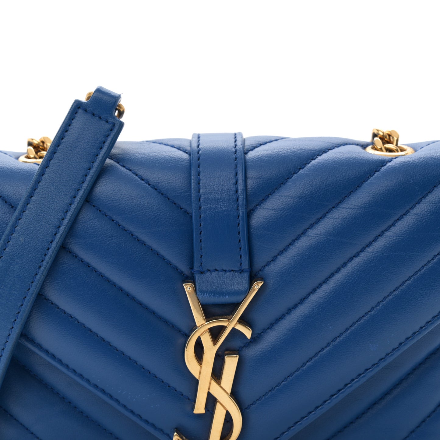 Sheepskin Matelasse Chevron Monogram Classic Baby Chain Bag Blue Majorelle