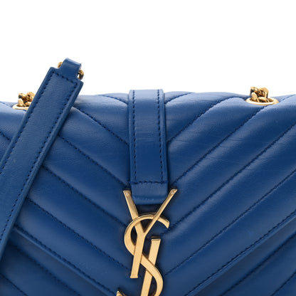 Saint Laurent Sheepskin Matelasse Chevron Monogram Classic Baby Chain Bag Blue Majorelle 9 of 11
