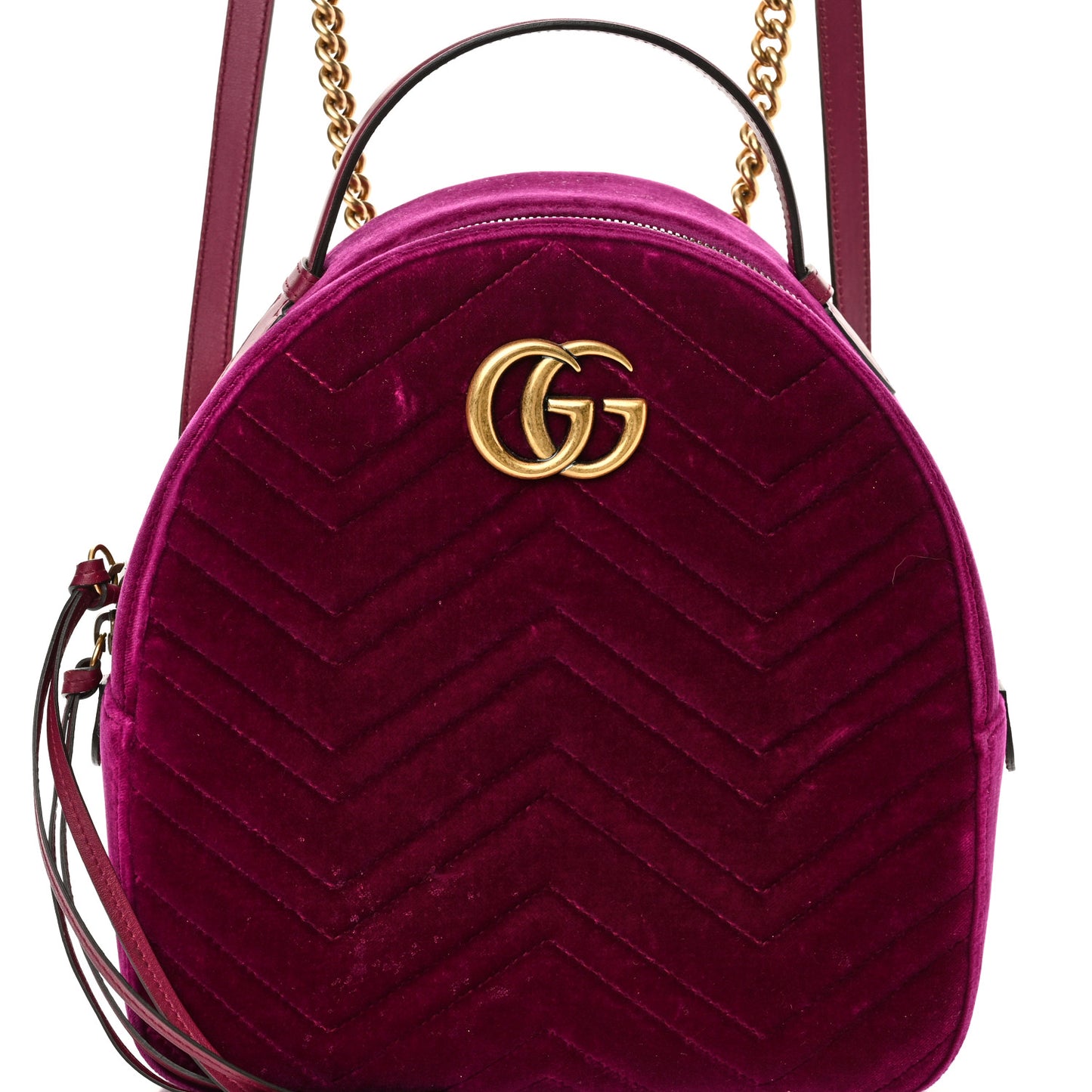 Velvet Matelasse GG Marmont Dome Backpack Fuchsia Violet Cyclamen