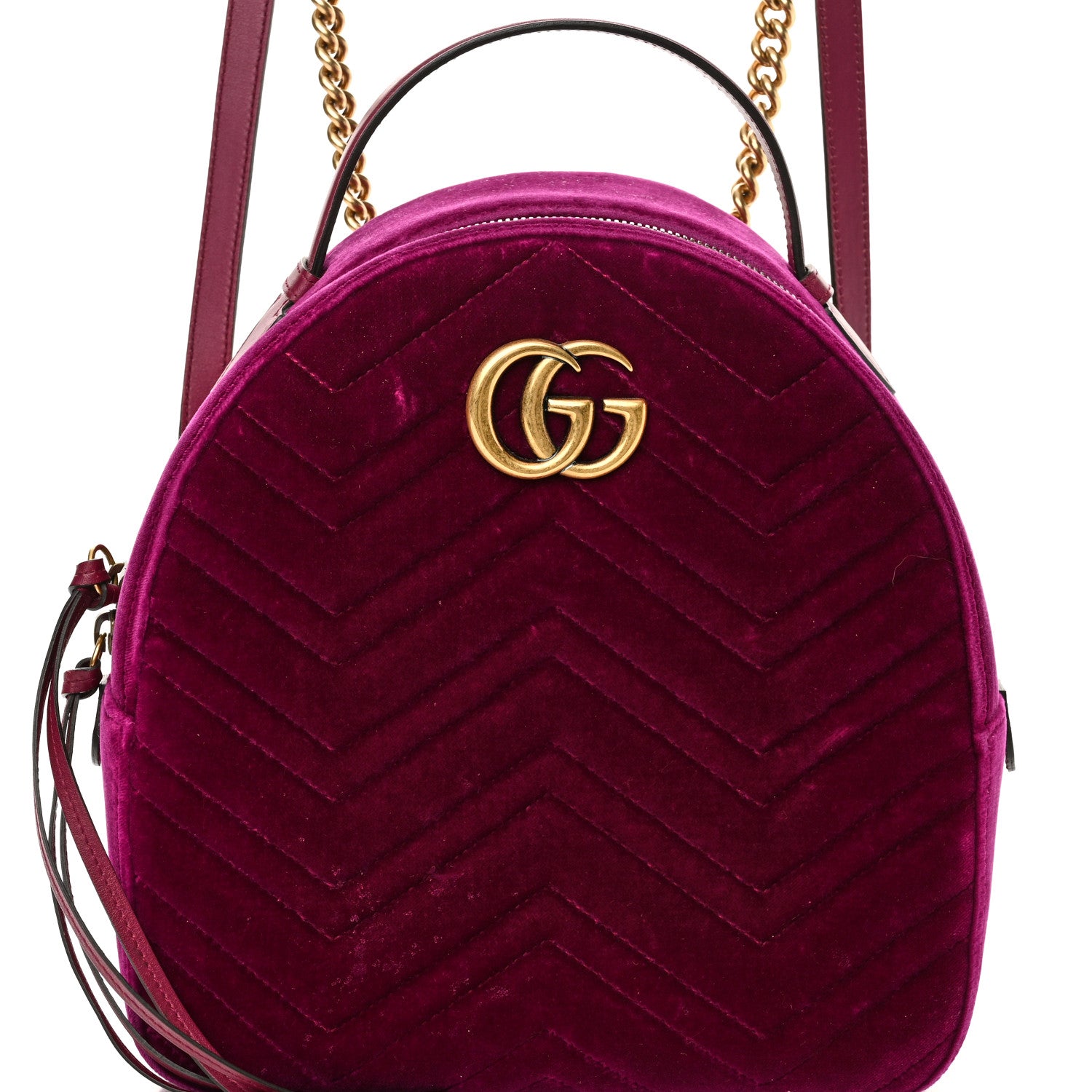 Gucci Velvet Matelasse GG Marmont Dome Backpack Fuchsia Violet Cyclamen 7 of 8