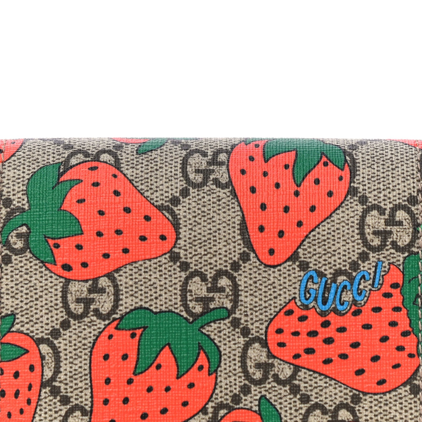 GG Supreme Monogram Strawberry Card Case