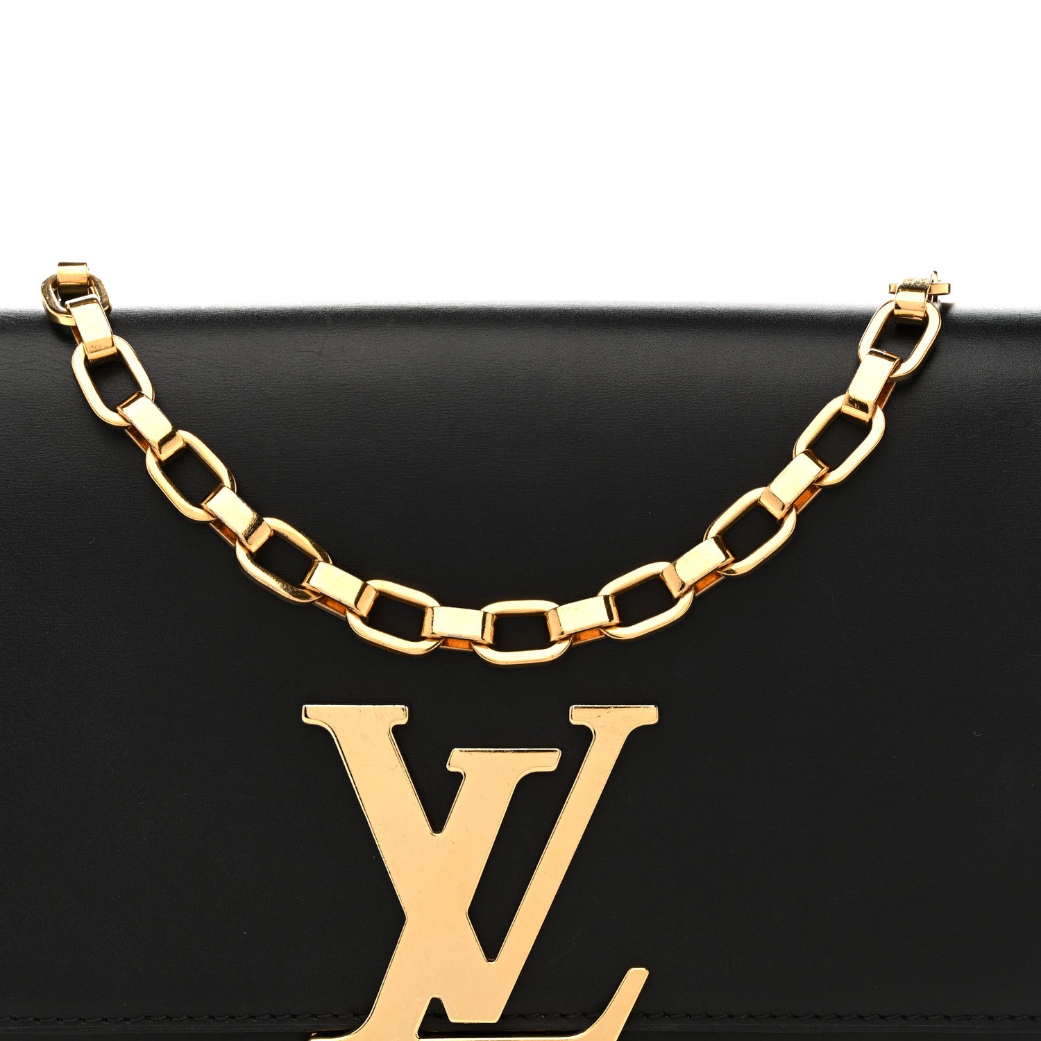 Louis Vuitton Calfskin Chain Louise MM Black 7 of 13