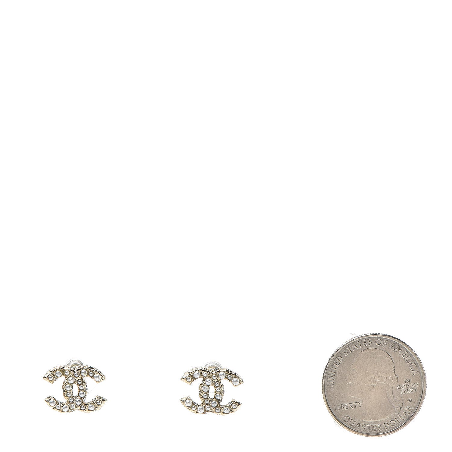 Chanel Pearl Crystal CC Earrings Gold 2 of 5