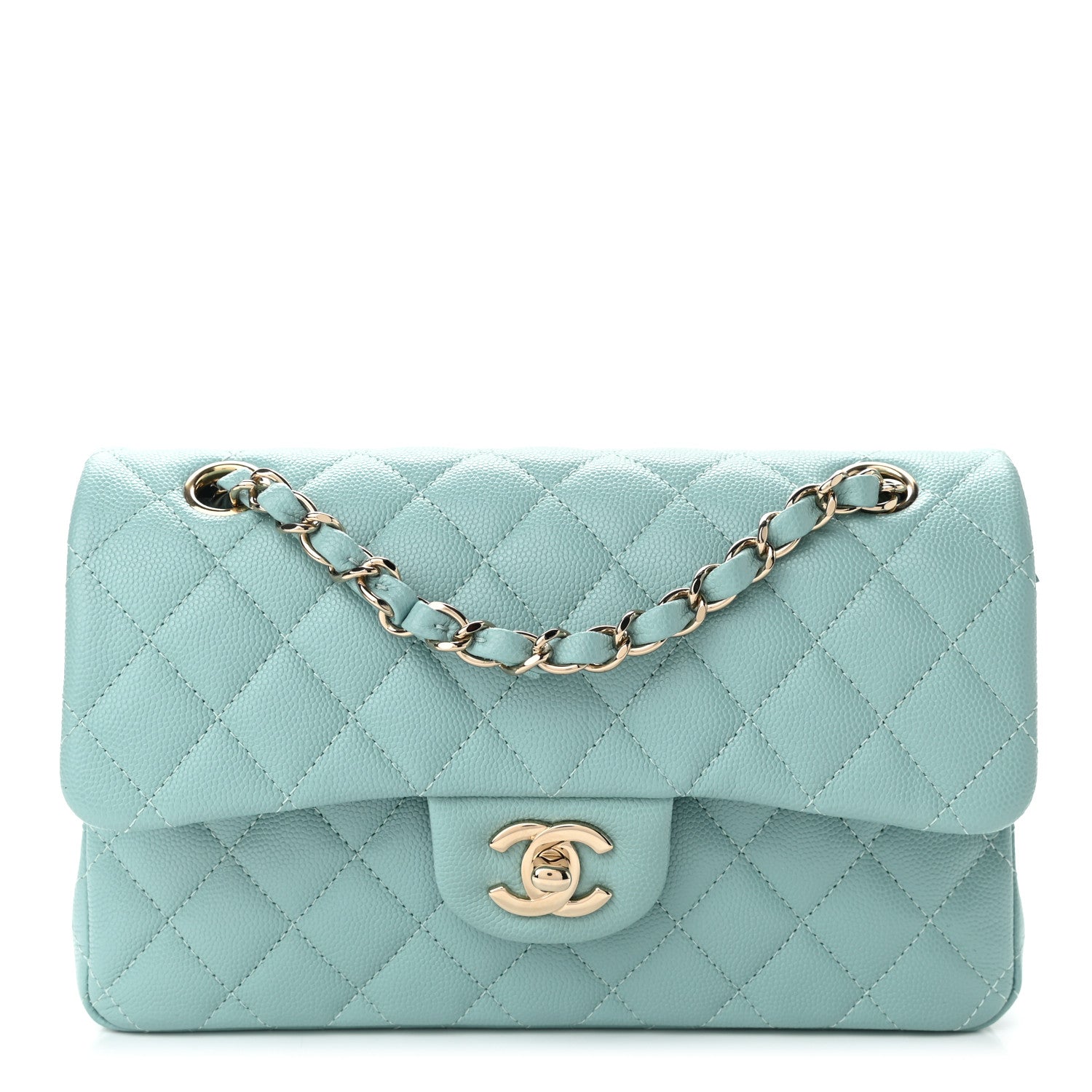 Chanel Caviar Quilted Small Double Flap Light Blue 1 of 10