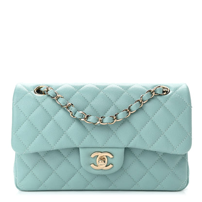 Chanel Caviar Quilted Small Double Flap Light Blue 1 of 10