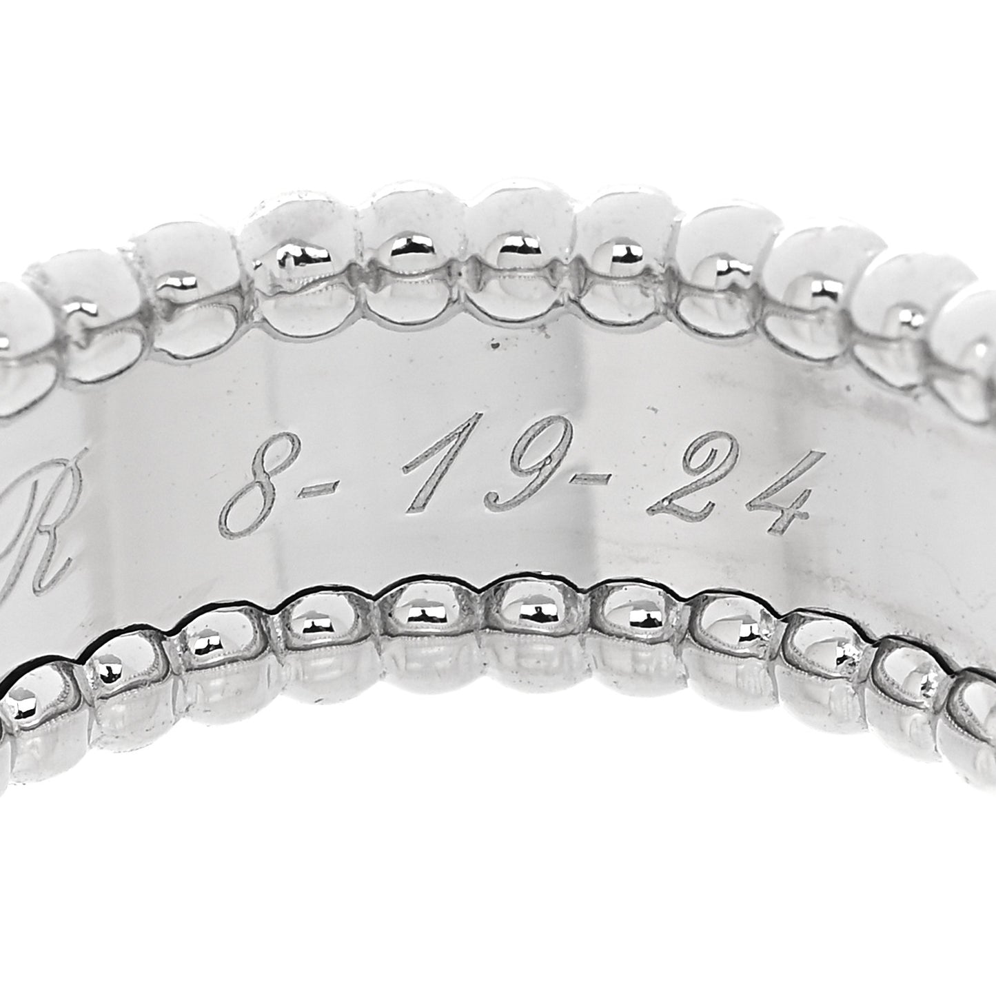 18K White Gold Perlee Signature Ring 58 8.25