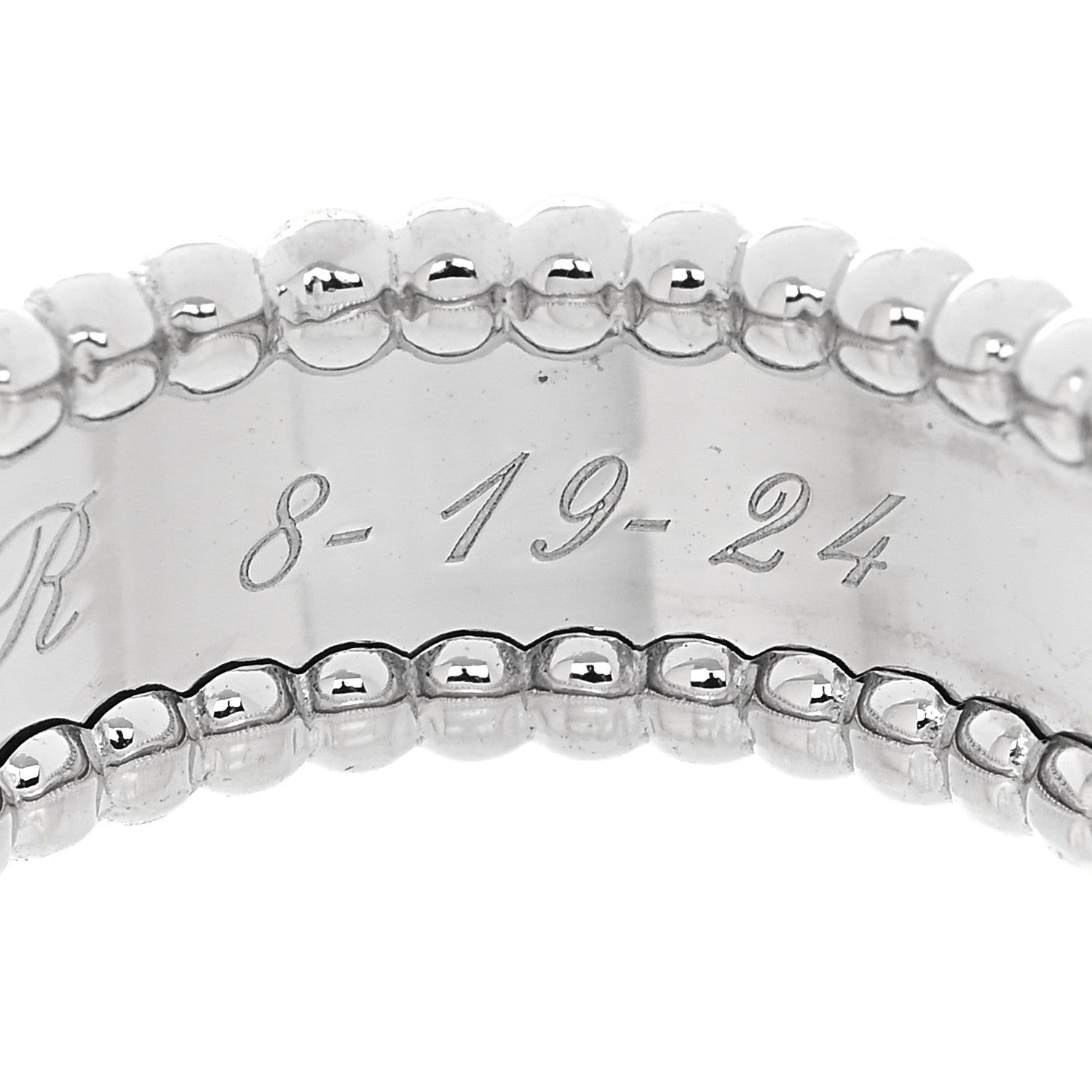 Van Cleef & Arpels 18K White Gold Perlee Signature Ring 58 8.25 5 of 9