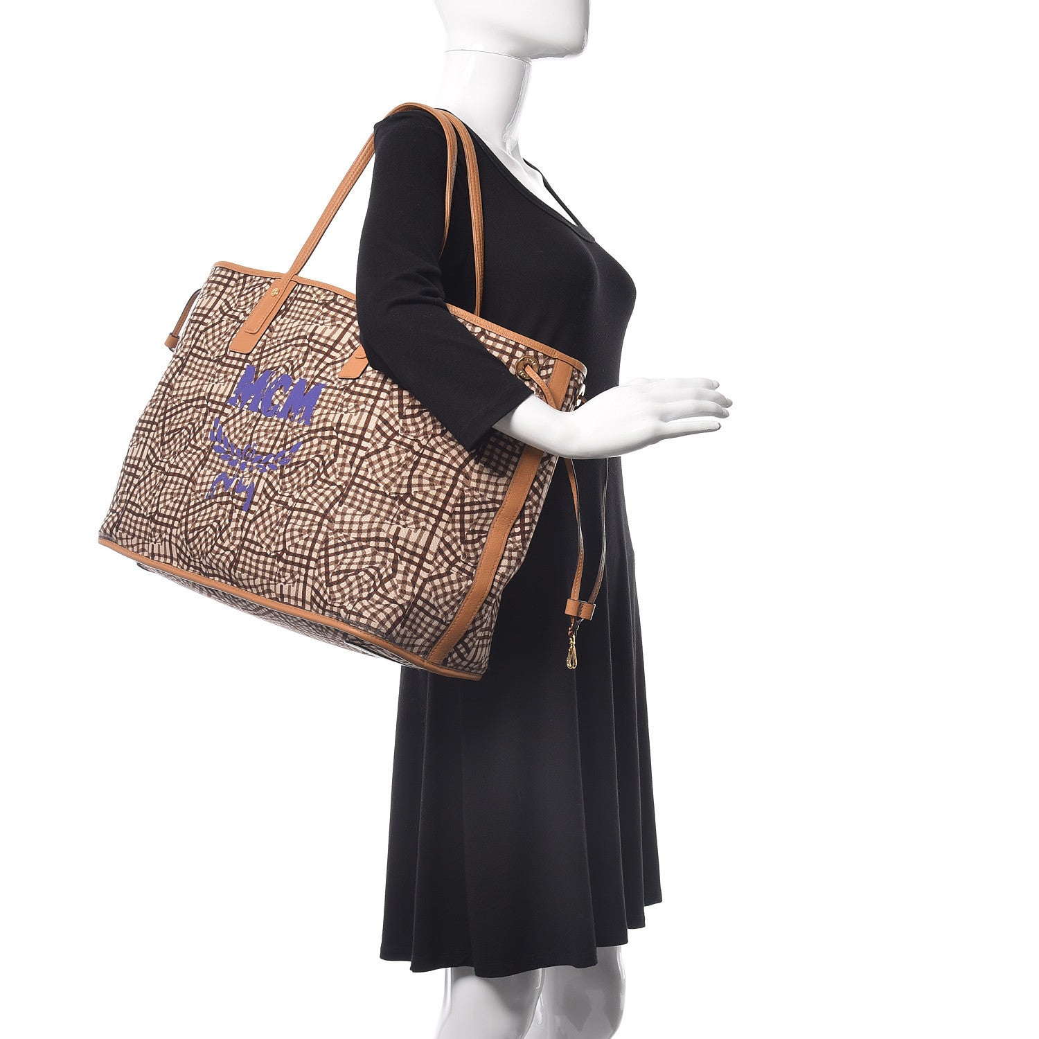 MCM Visetos Large Liz Reversible Shopper Tote Cognac 2 of 12